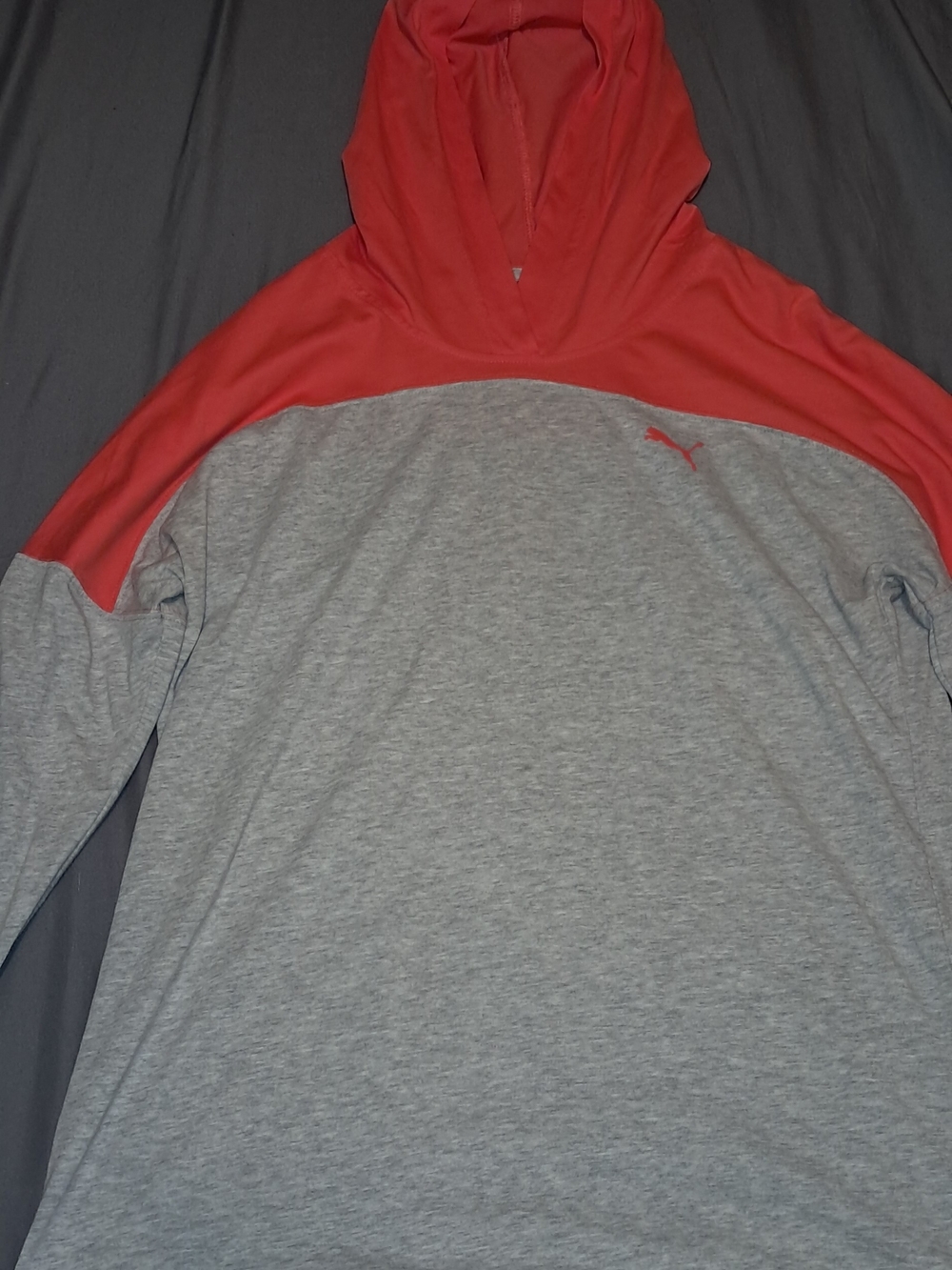Puma Orange and Gray Hooded Pullover Shirt